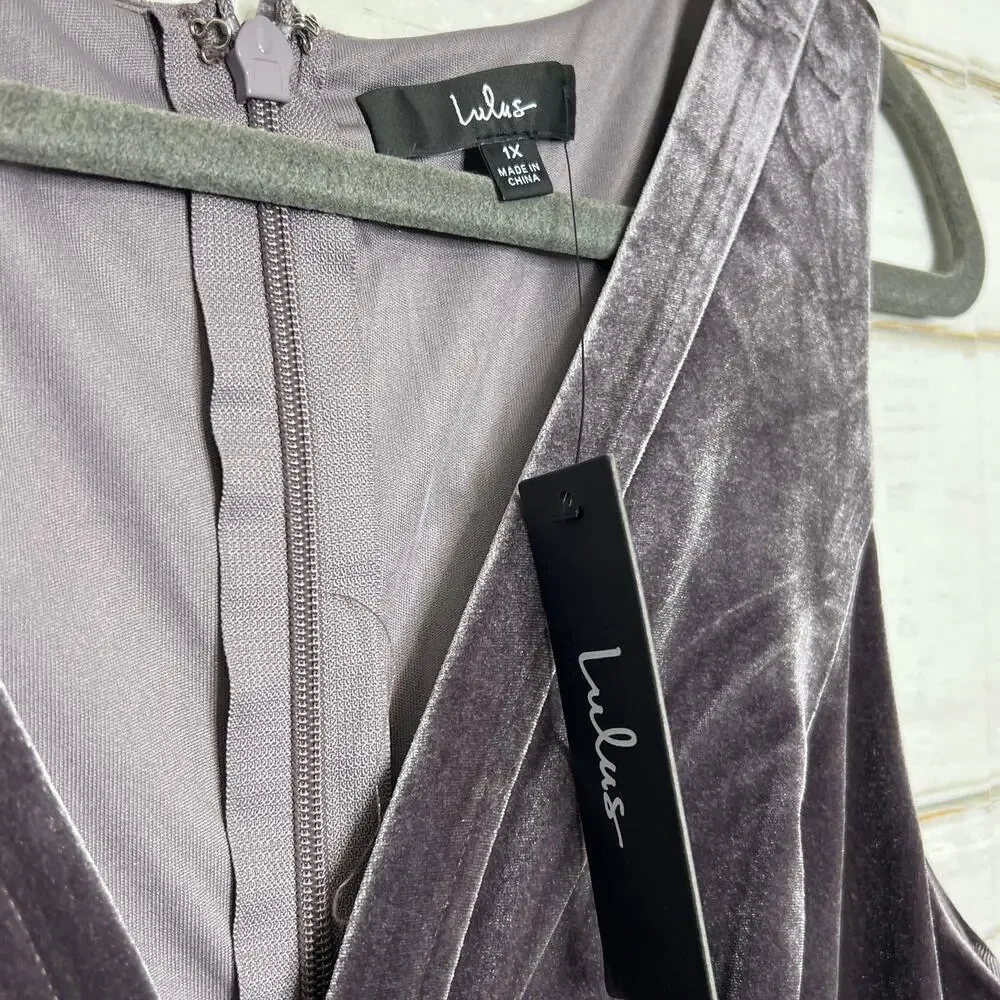 Lulu's Mauve Velvet V-Neck Maxi Dress - Picture 10 of 11